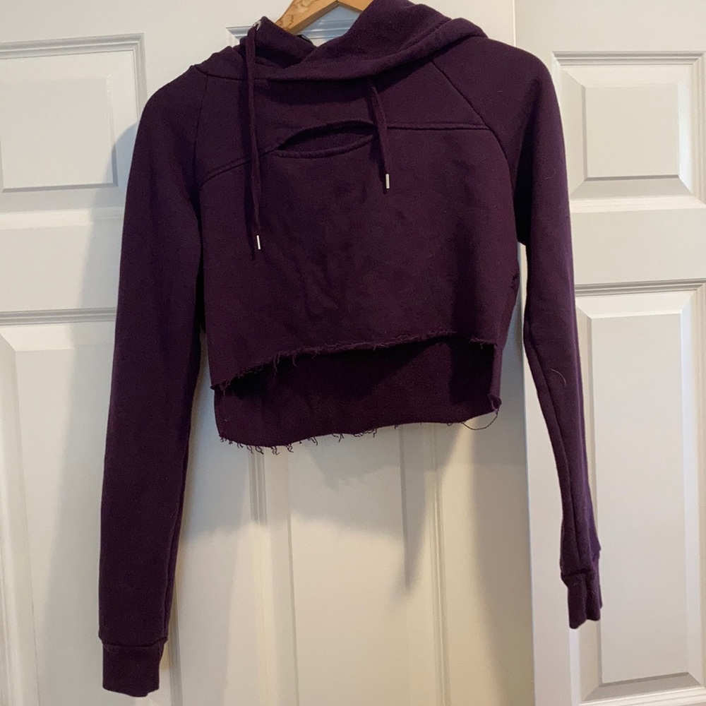 purple crop top hoodie